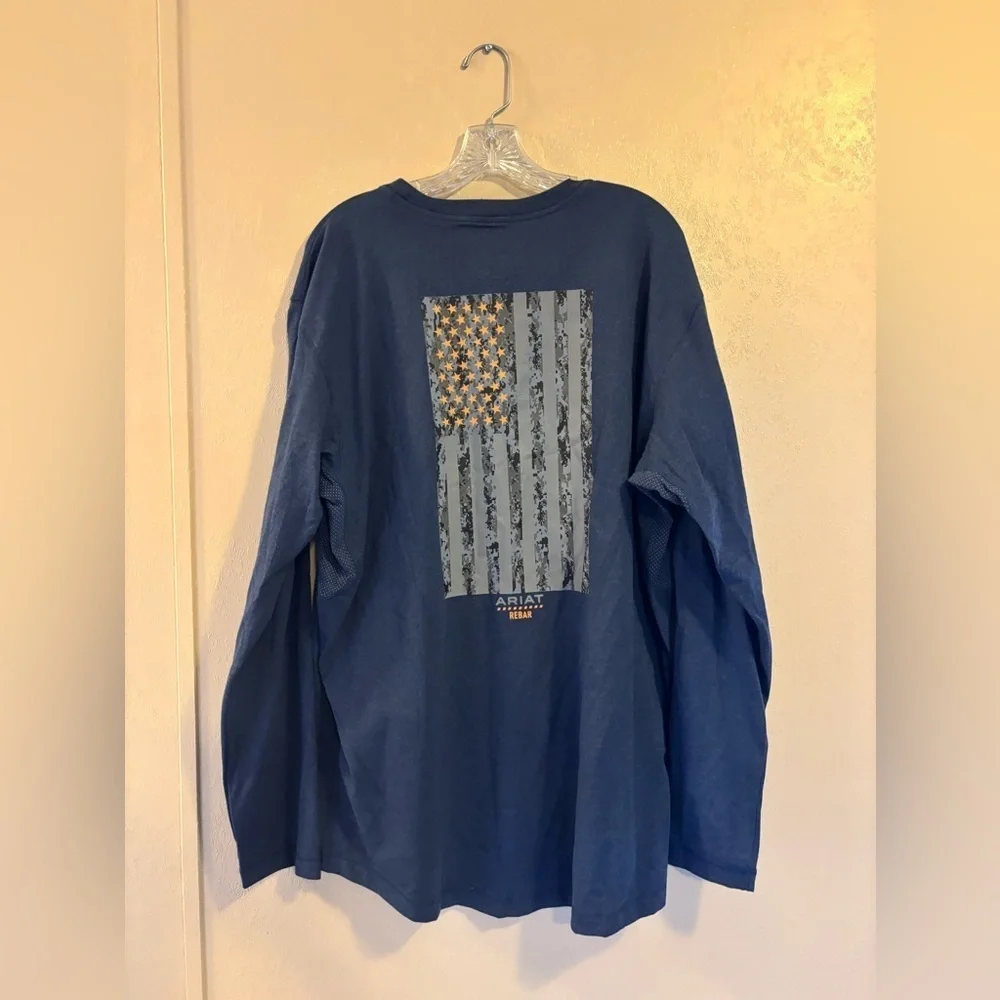 NWT Ariat Rebar Workman Reflective Flag Graphic T-Shirt sz XL